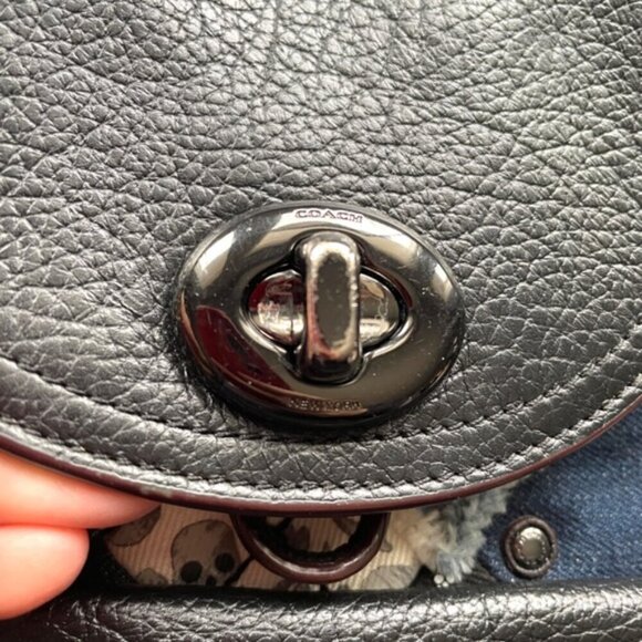 Coach Canyon Quilt Denim Patchwork Turnlock Rucksack Backpack - Picture 3 of 16